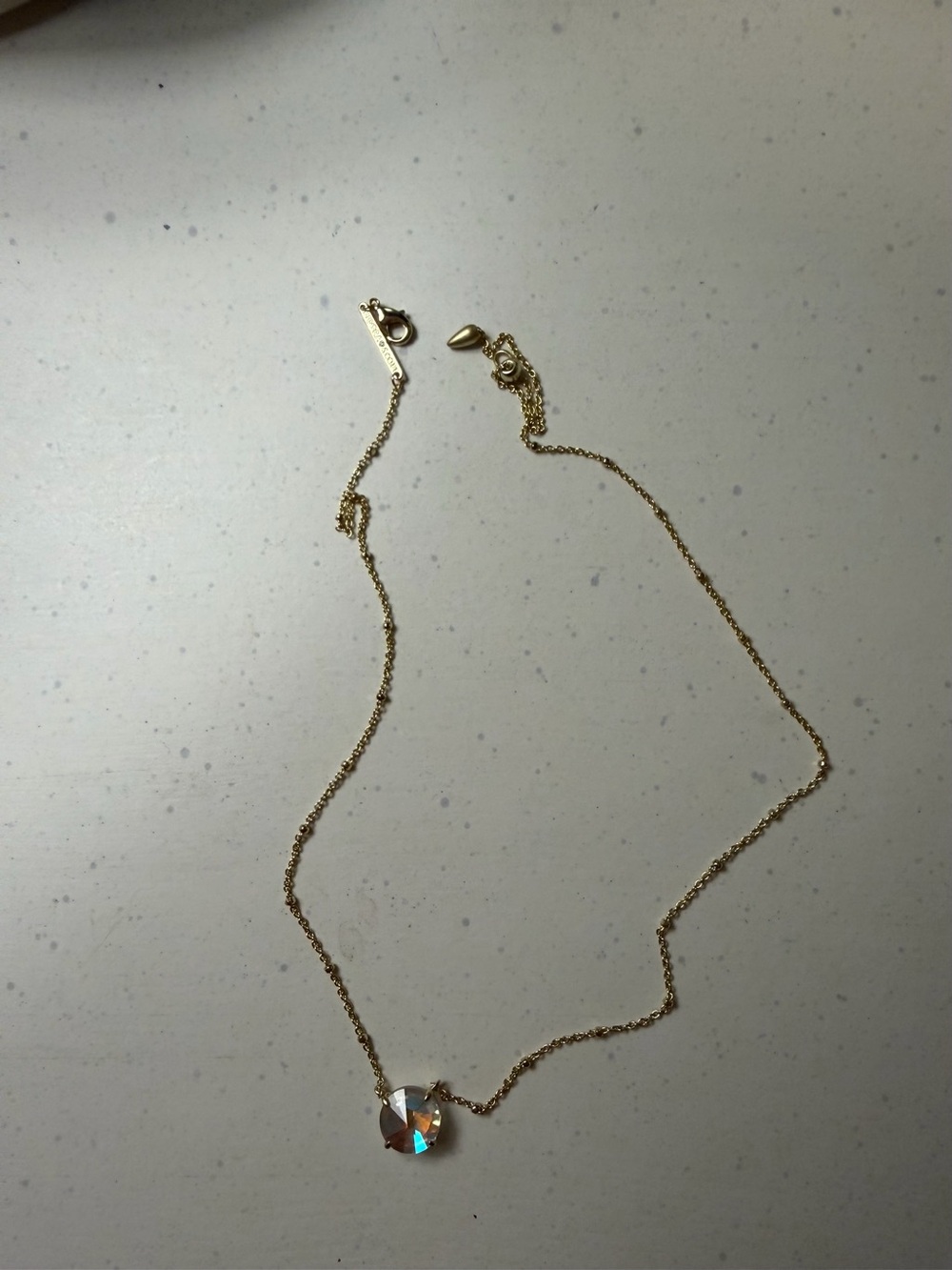 Kendra Scott Gold Necklace with Clear Iridescent Crystal